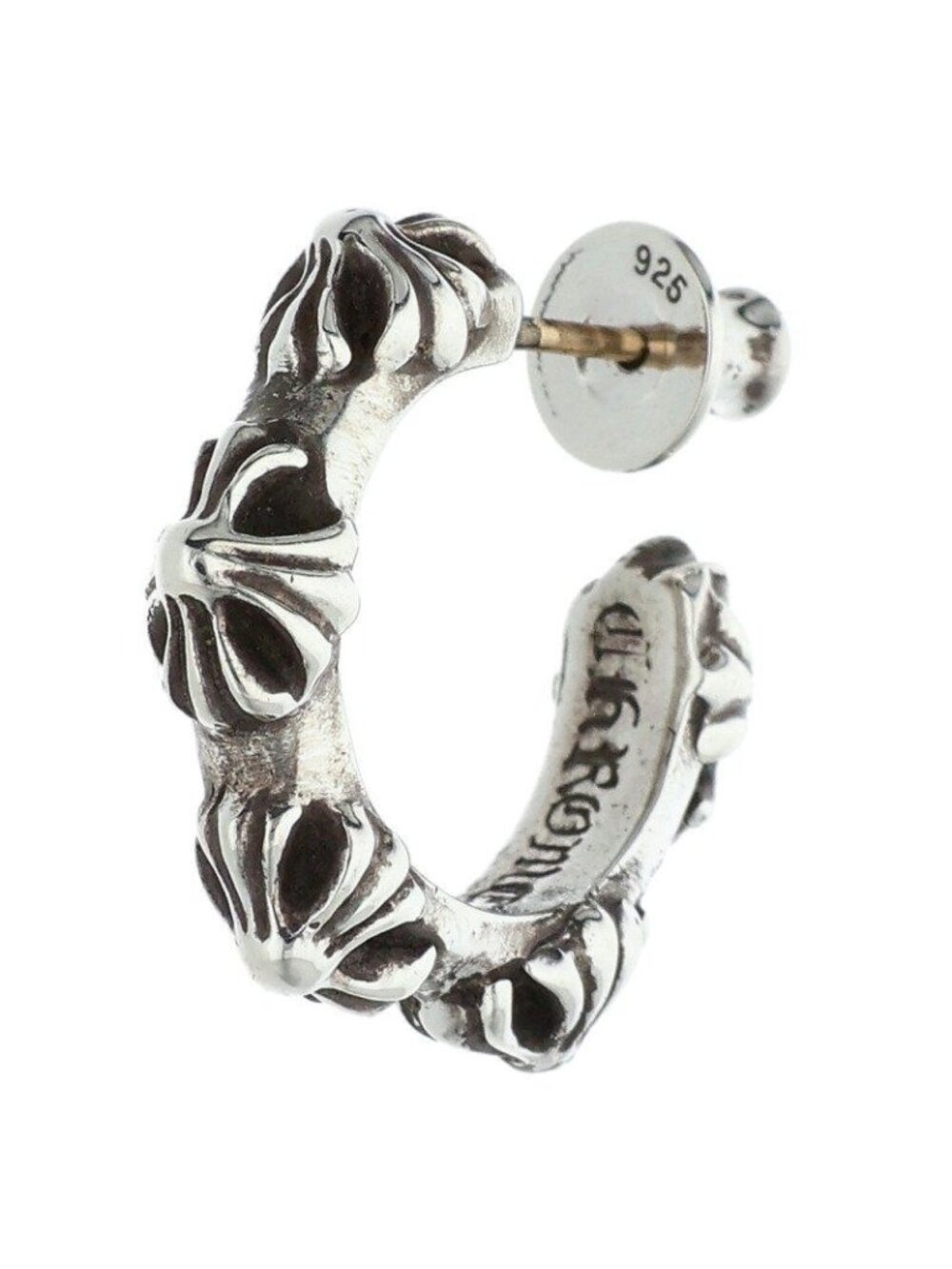 Chrome Hearts Hoop Cross Small Band Silver Earrings